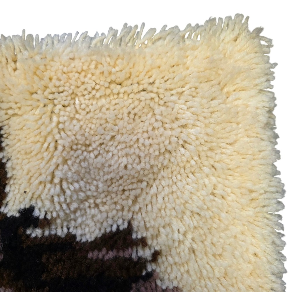 Vintage Latch Hook Horse Head Rug Wall Hanging Brown Cream Shaggy Textile Art - Picture 3 of 9